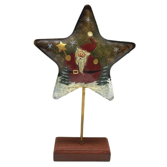 Santa Claus Star Wand Christmas Tabletop Decor Folk Art Country Rustic - Picture 7 of 7